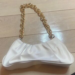 Elegant White Bag with Gold Chain